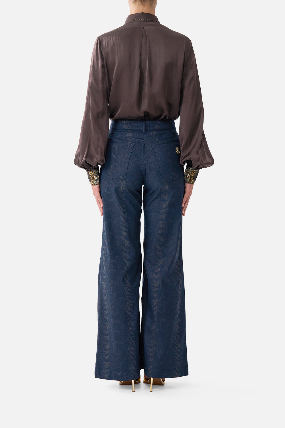 The CAMILLA COLLARED SHIRT WITH FRILL NECK DETAIL ANIMALS IN THE PALACE