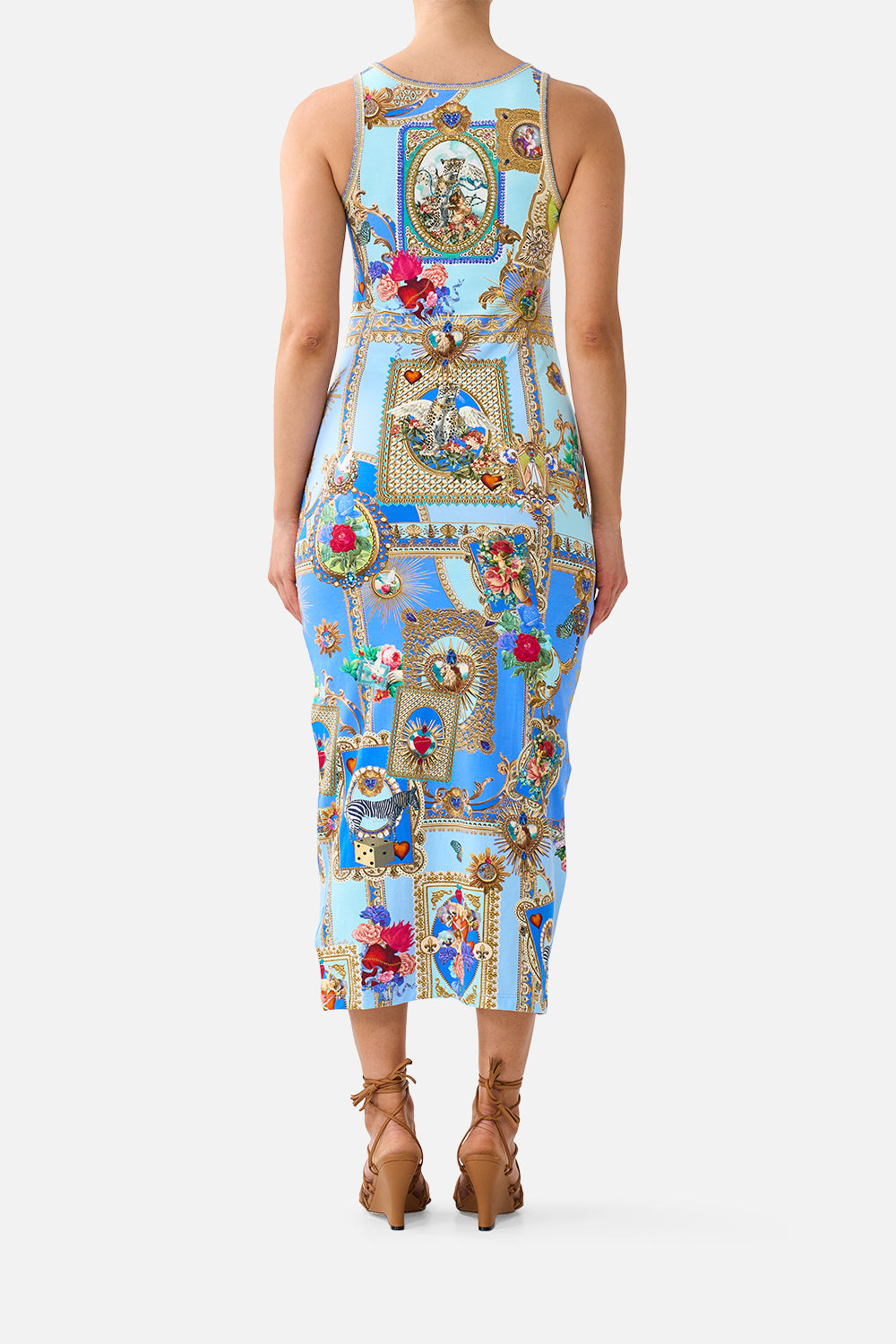 The CAMILLA JERSEY SCOOP NECK TANK DRESS VERSES IN VINTAGE