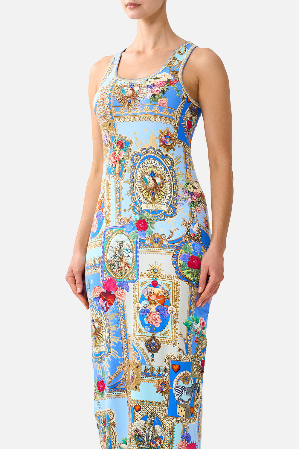 The CAMILLA JERSEY SCOOP NECK TANK DRESS VERSES IN VINTAGE