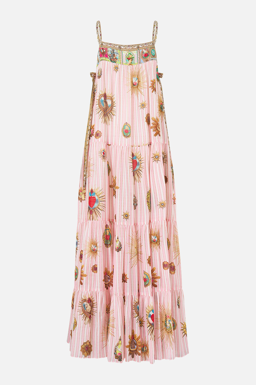 The CAMILLA LONG TIERED DRESS WITH BOW TIES PAINTED PRAYERS
