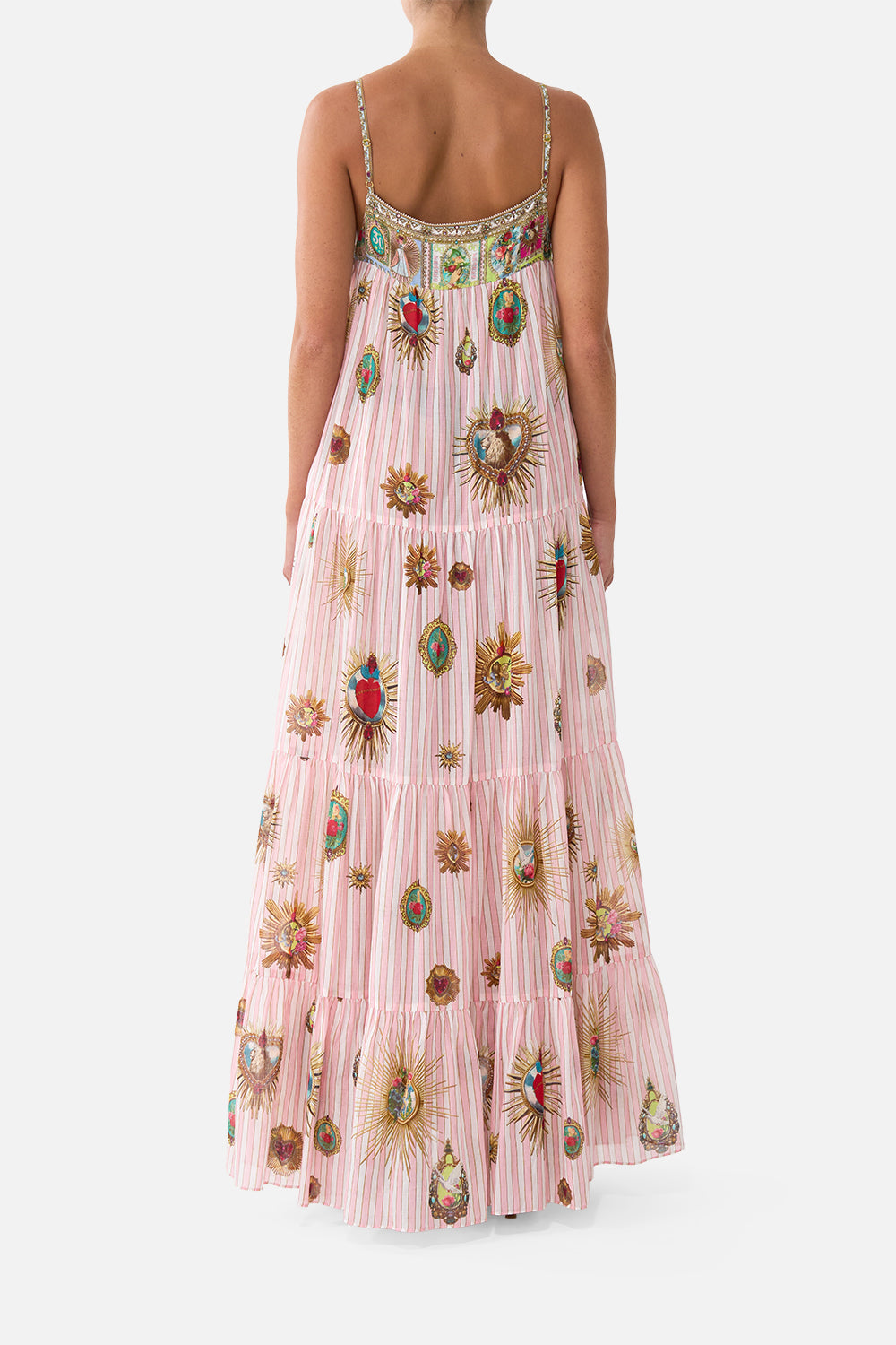LONG TIERED DRESS WITH BOW TIES PAINTED PRAYERS