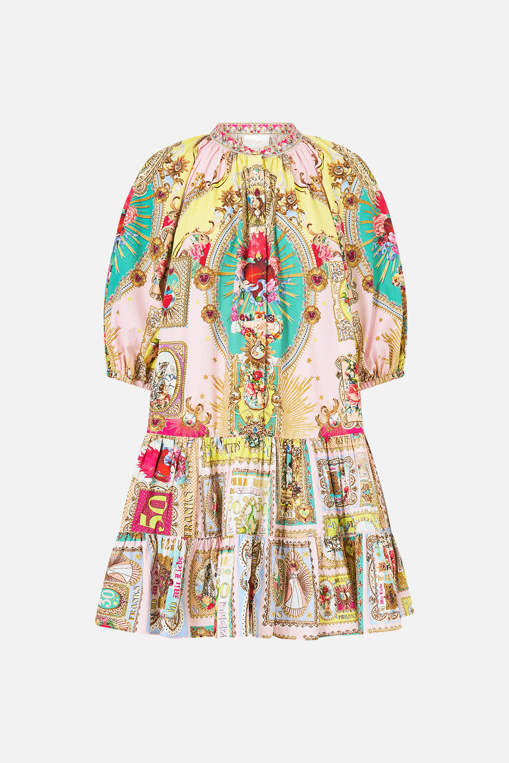 The CAMILLA PUFF SLEEVE SHIRT DRESS PAINTED PRAYERS