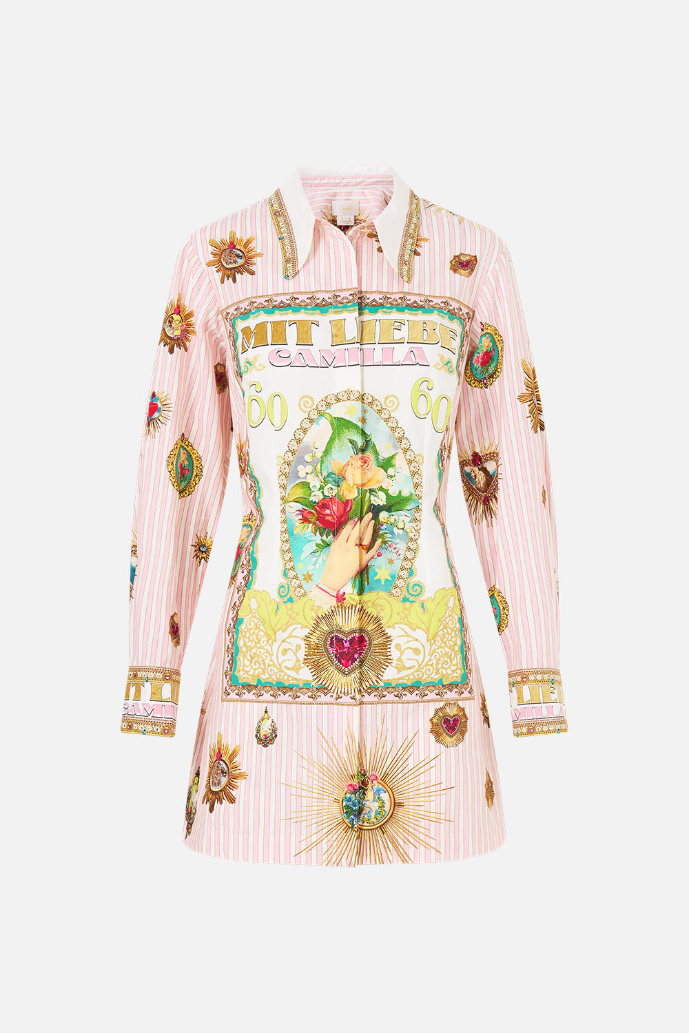 SHIRT DRESS WITH A LINE SKIRT PAINTED PRAYERS