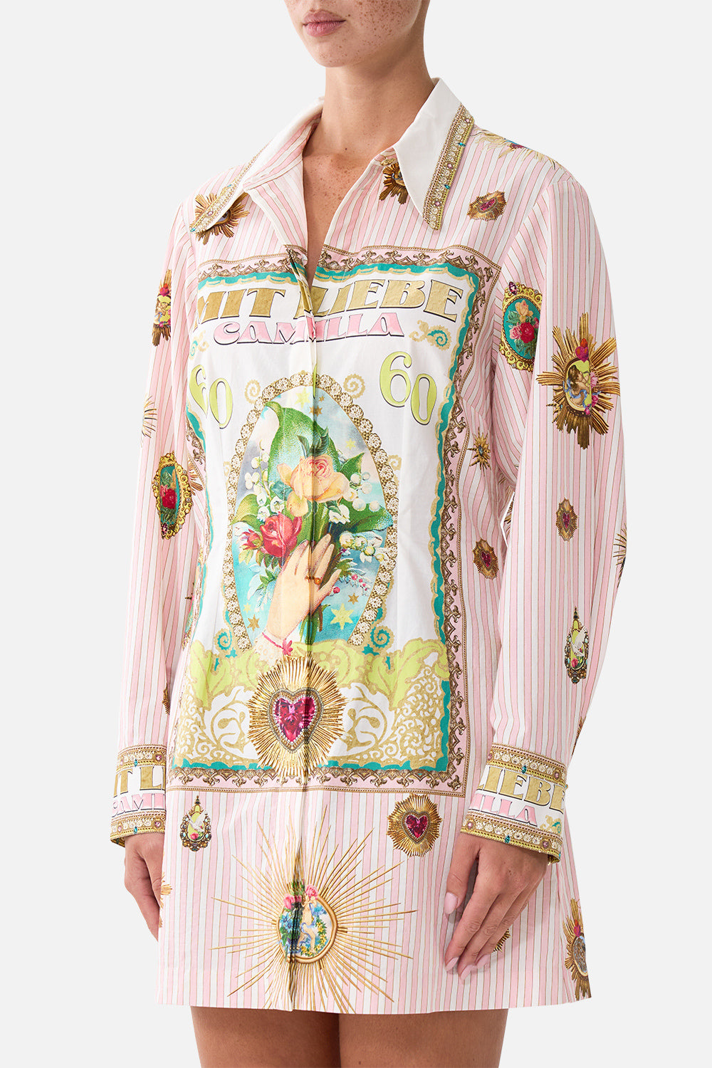 The CAMILLA SHIRT DRESS WITH A LINE SKIRT PAINTED PRAYERS