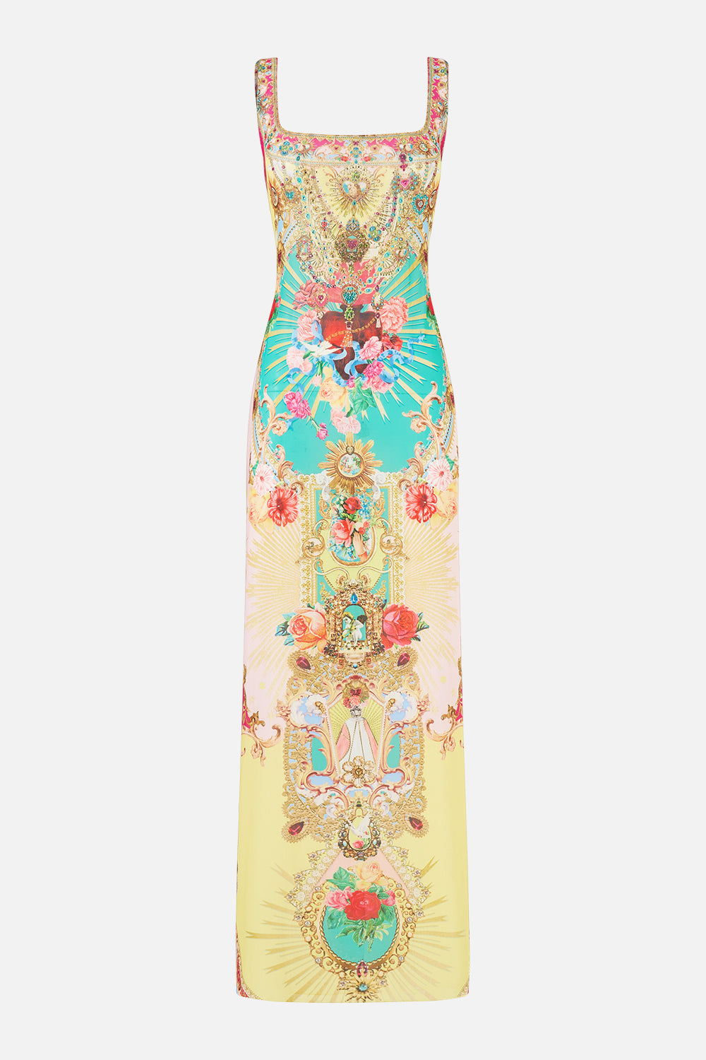 The CAMILLA SQUARE NECK BEACH MAXI DRESS WITH LOW BACK PAINTED PRAYERS