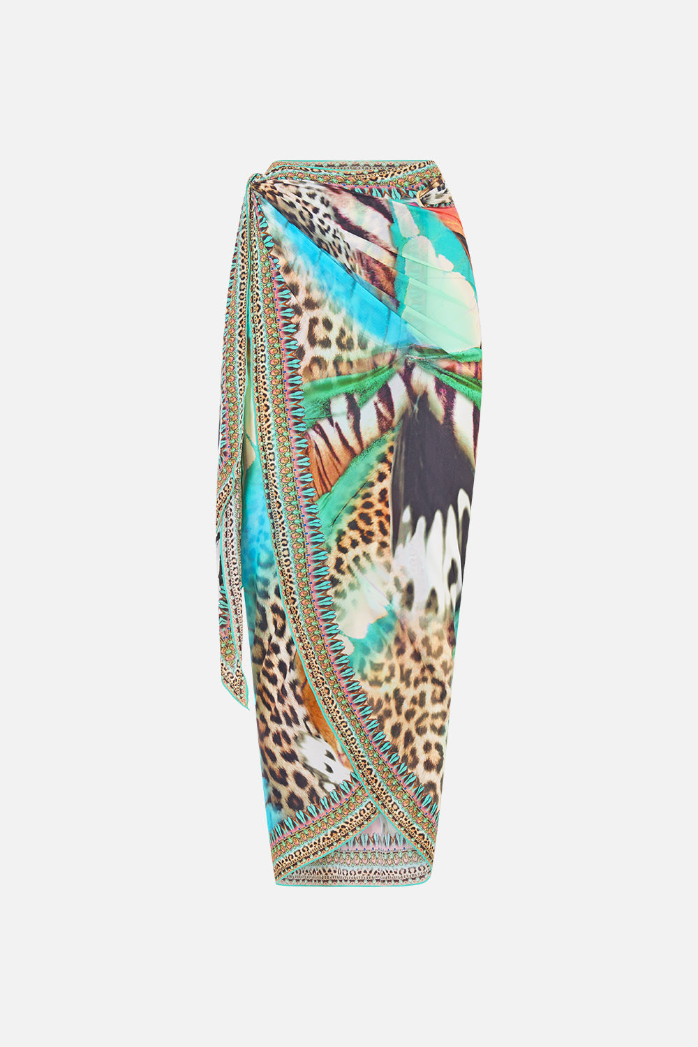 The CAMILLA EYELET WRAP LONG SARONG W TIE WAIST BUTTERFLY BOHEMIA