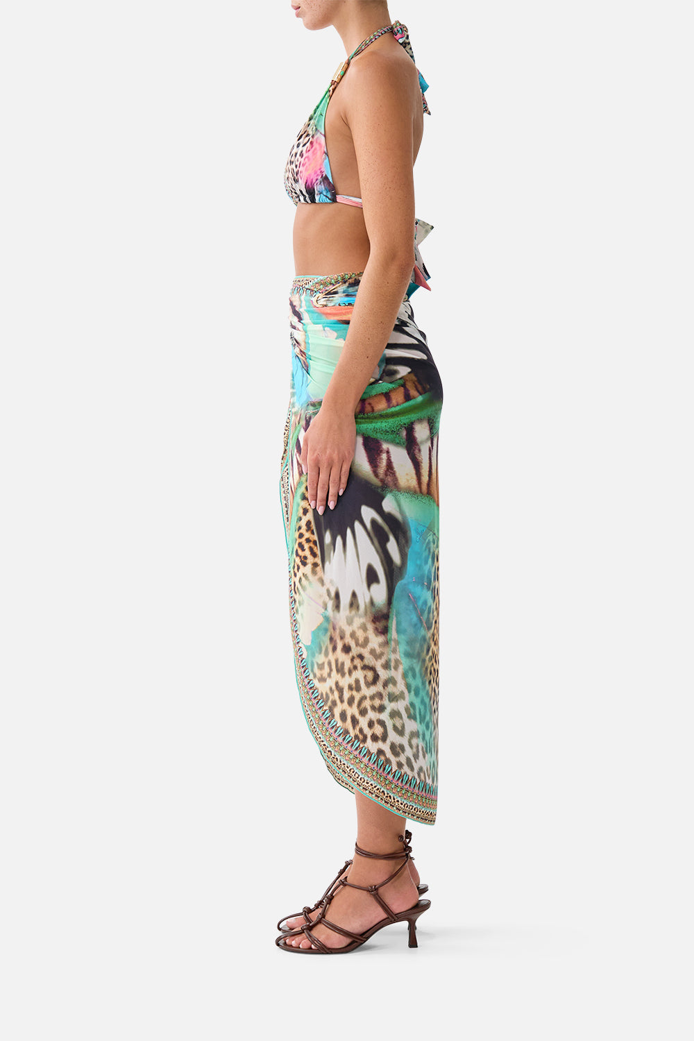 The CAMILLA EYELET WRAP LONG SARONG W TIE WAIST BUTTERFLY BOHEMIA