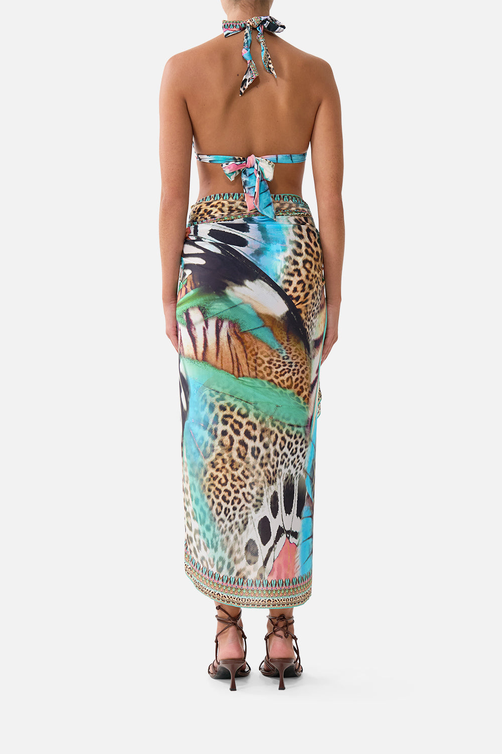 The CAMILLA EYELET WRAP LONG SARONG W TIE WAIST BUTTERFLY BOHEMIA
