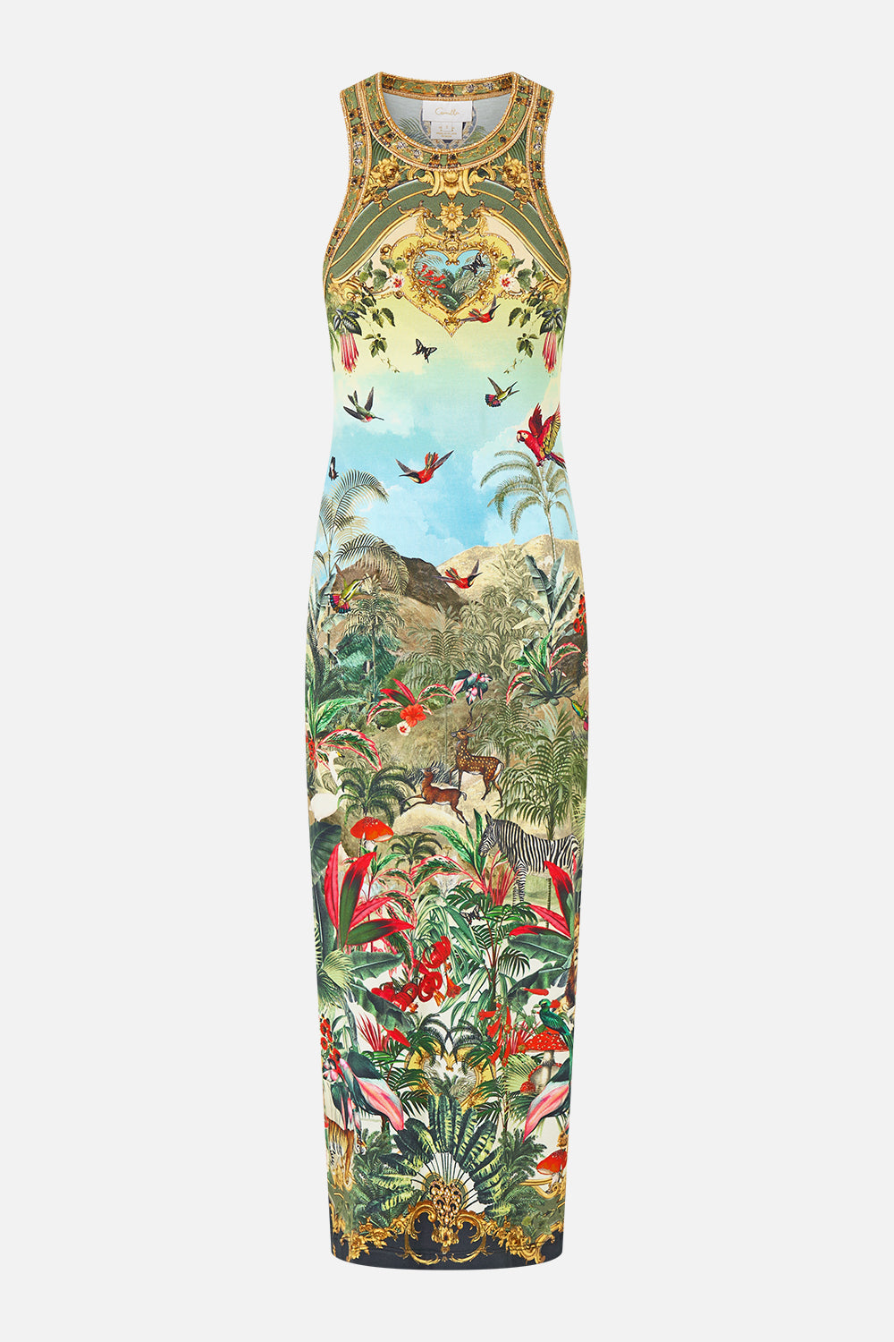 The CAMILLA Jersey Tank Dress Wanderlust Empire in our Wanderlust Empire print.