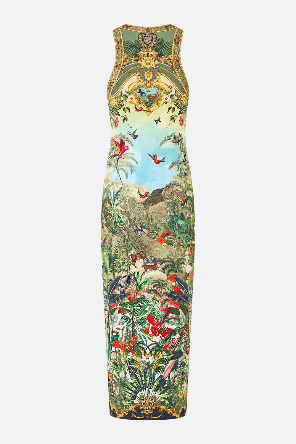 The CAMILLA Jersey Tank Dress Wanderlust Empire in our Wanderlust Empire print.