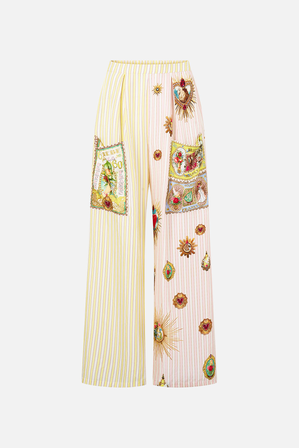 The CAMILLA WIDE LEG TROUSER WITH FRONT POCKETS PAINTED PRAYERS