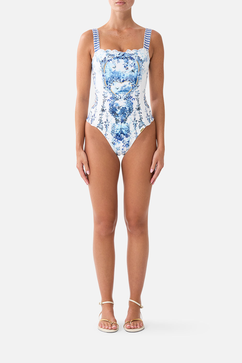 The CAMILLA SQUARE NECK WIDE STRAP ONE PIECE THE PORCELAIN PARLOURTHE PORCELAIN PARLOUR