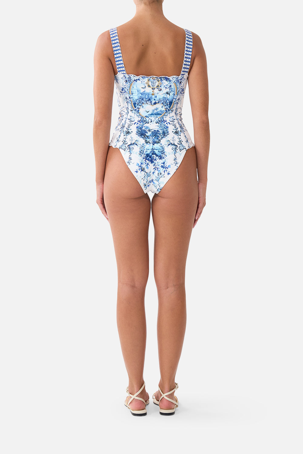The CAMILLA SQUARE NECK WIDE STRAP ONE PIECE THE PORCELAIN PARLOUR