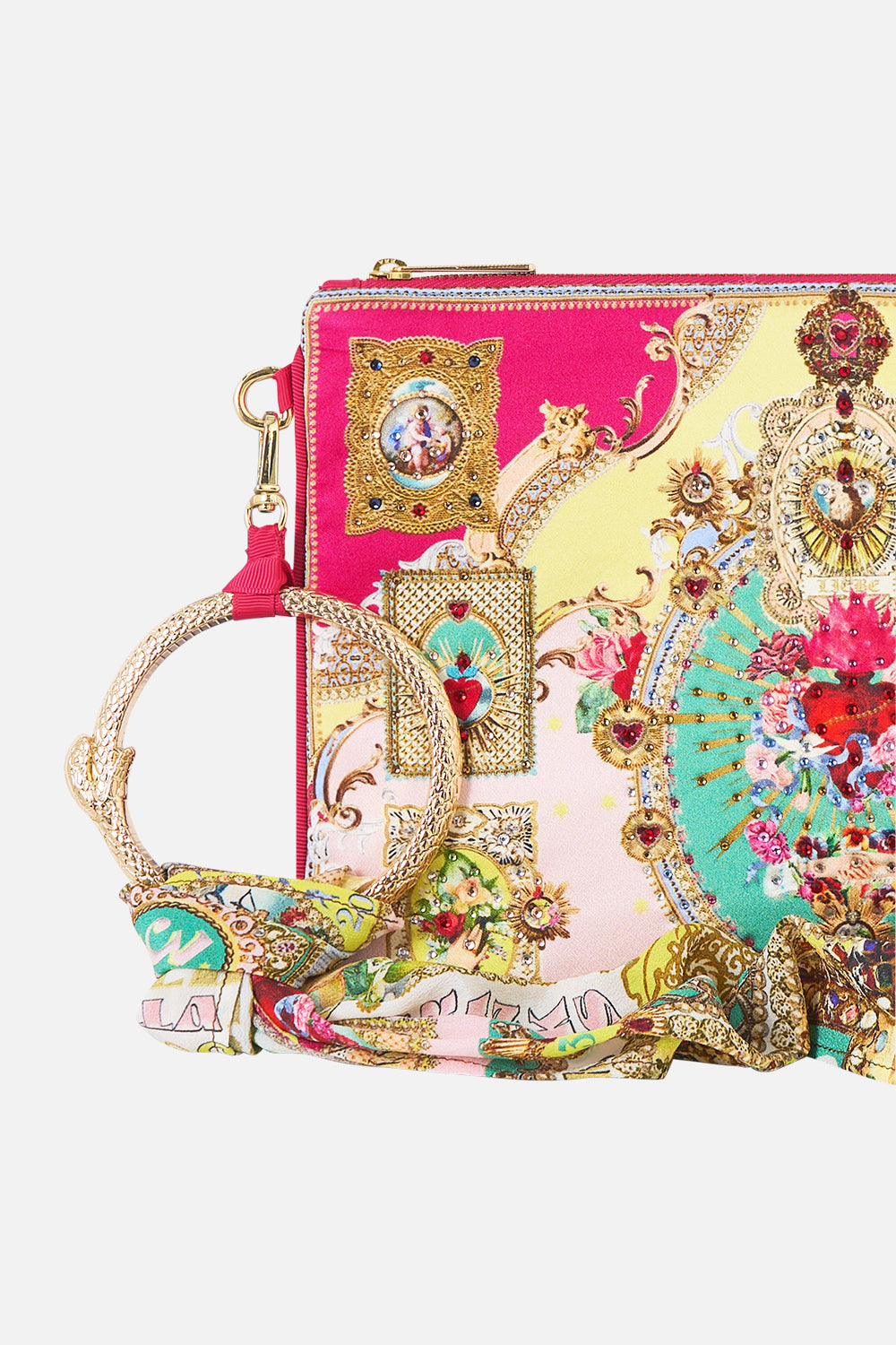 The CAMILLA RING SCARF CLUTCH PAINTED PRAYERS
