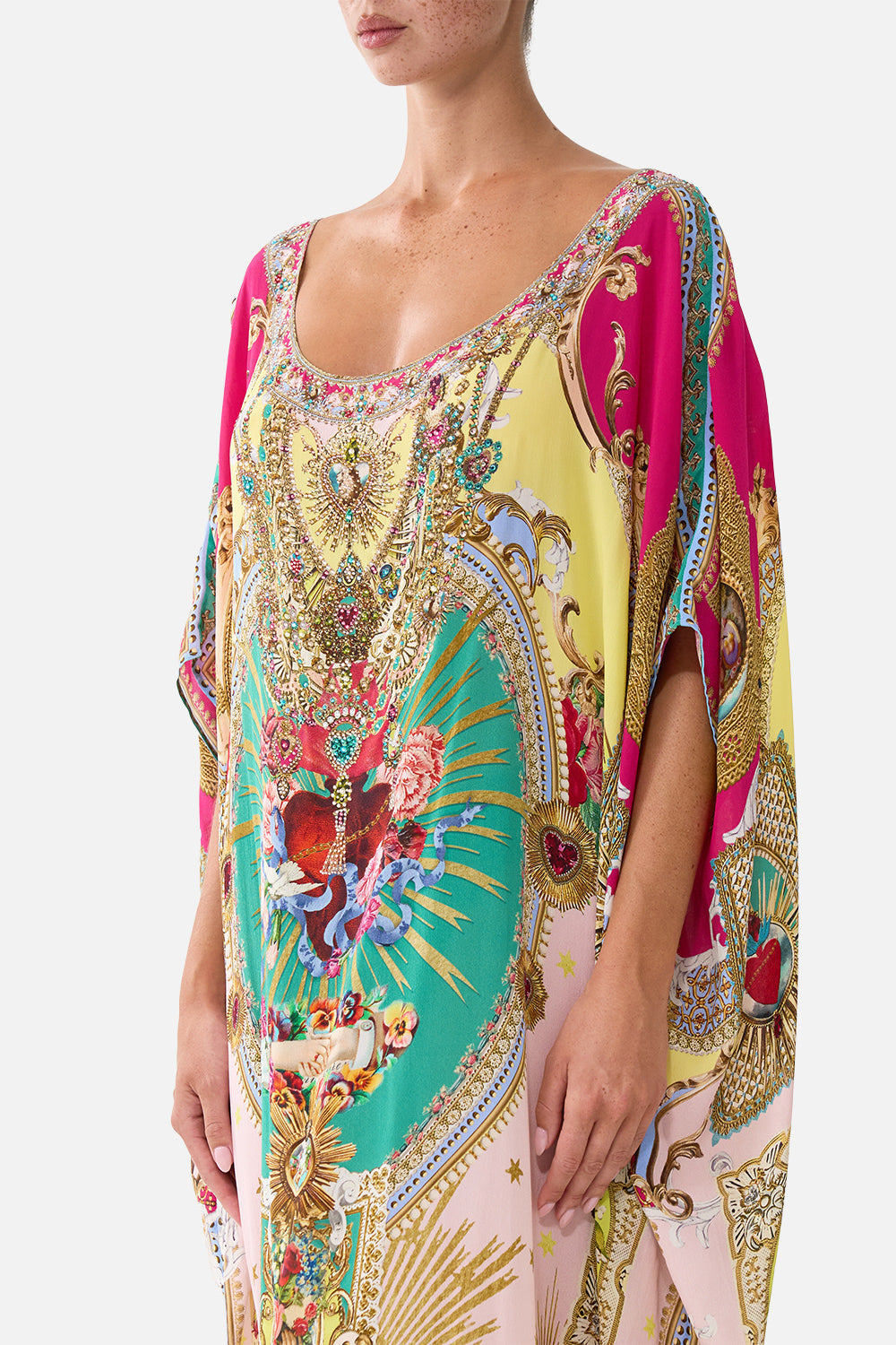 The CAMILLA ROUND NECK KAFTAN PAINTED PRAYERS