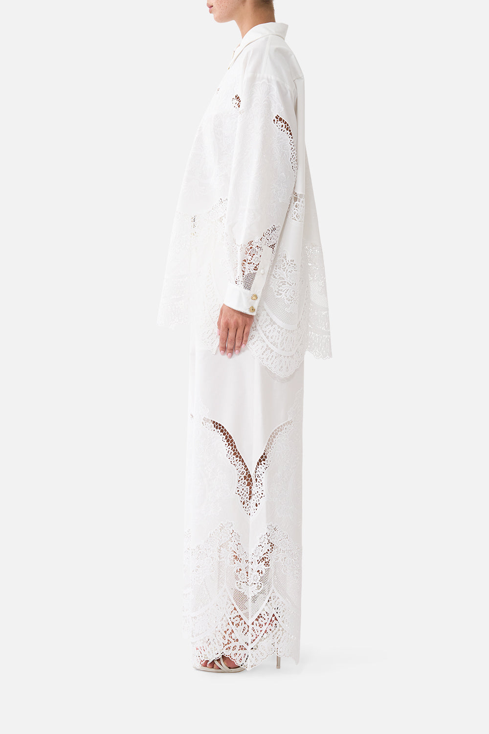 The CAMILLA Side Split Shirt Dandelion Skies in our Dandelion Skies print.