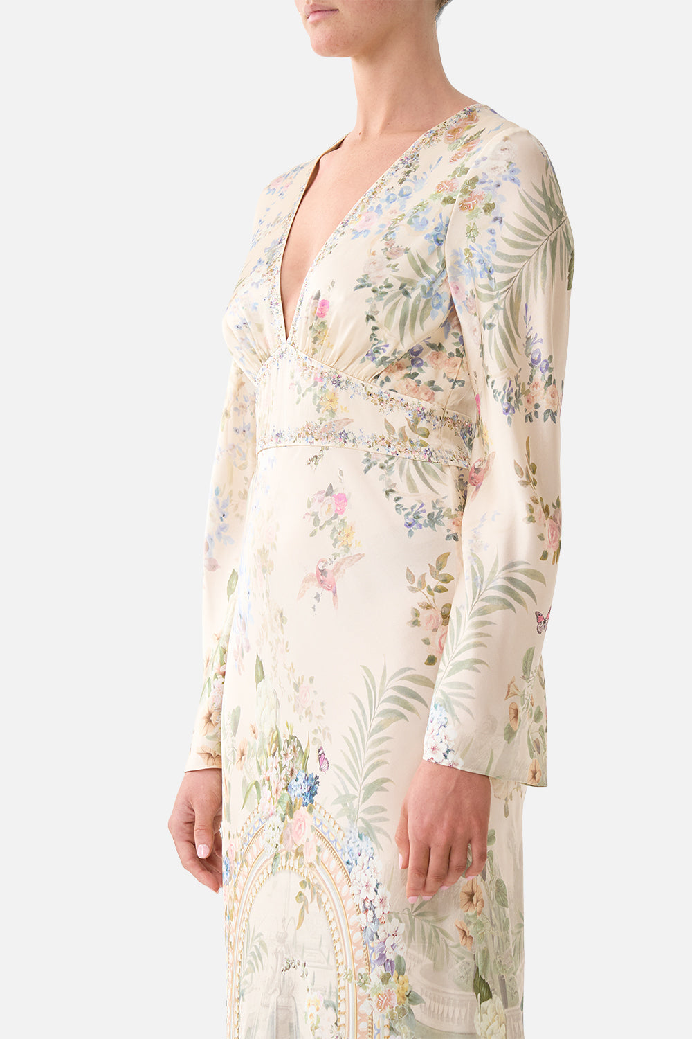 The CAMILLA V NECK DRESS WITH FLARED SLEEVE MIDSUMMER MASTERPIECE