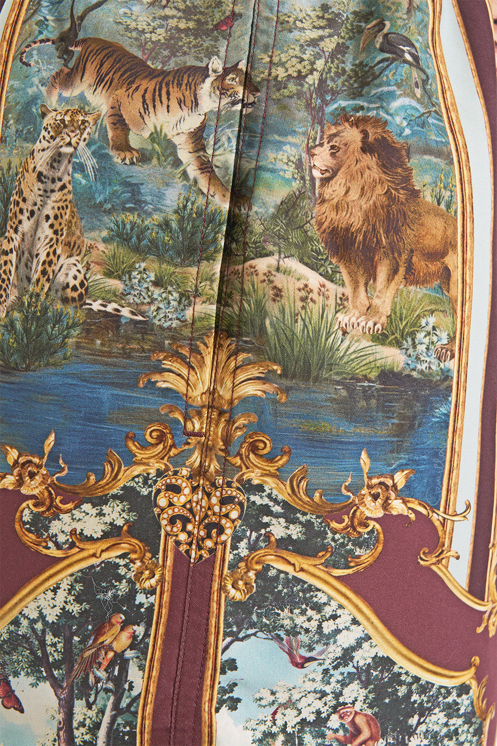 The CAMILLA Mid Length Boardshort with Elastic Waist Animals in the Palace in our Animals in the Palace print.