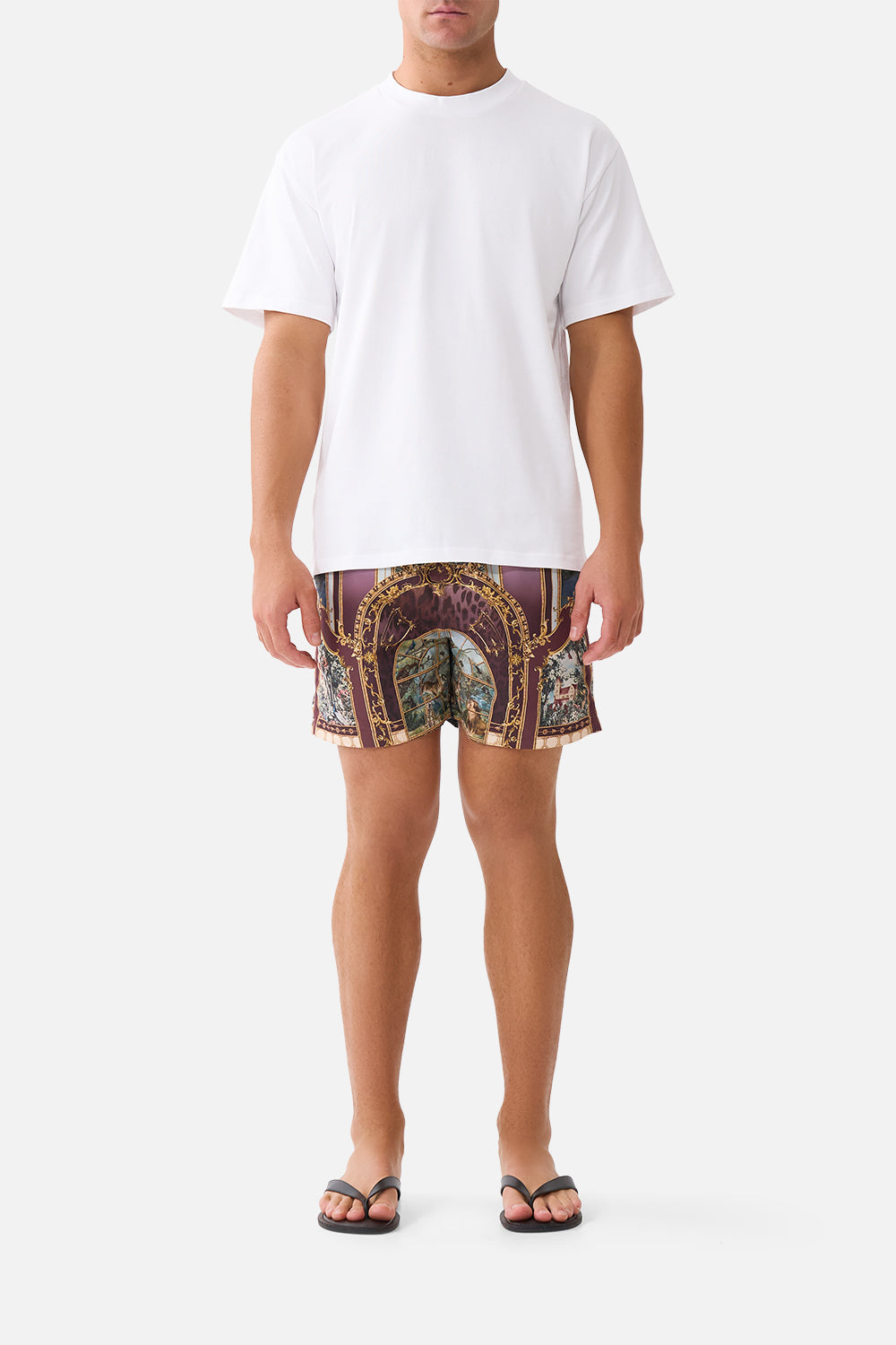The CAMILLA MID LENGTH BOARDSHORT WITH ELASTIC WAIST ANIMALS IN THE PALACEANIMALS IN THE PALACE