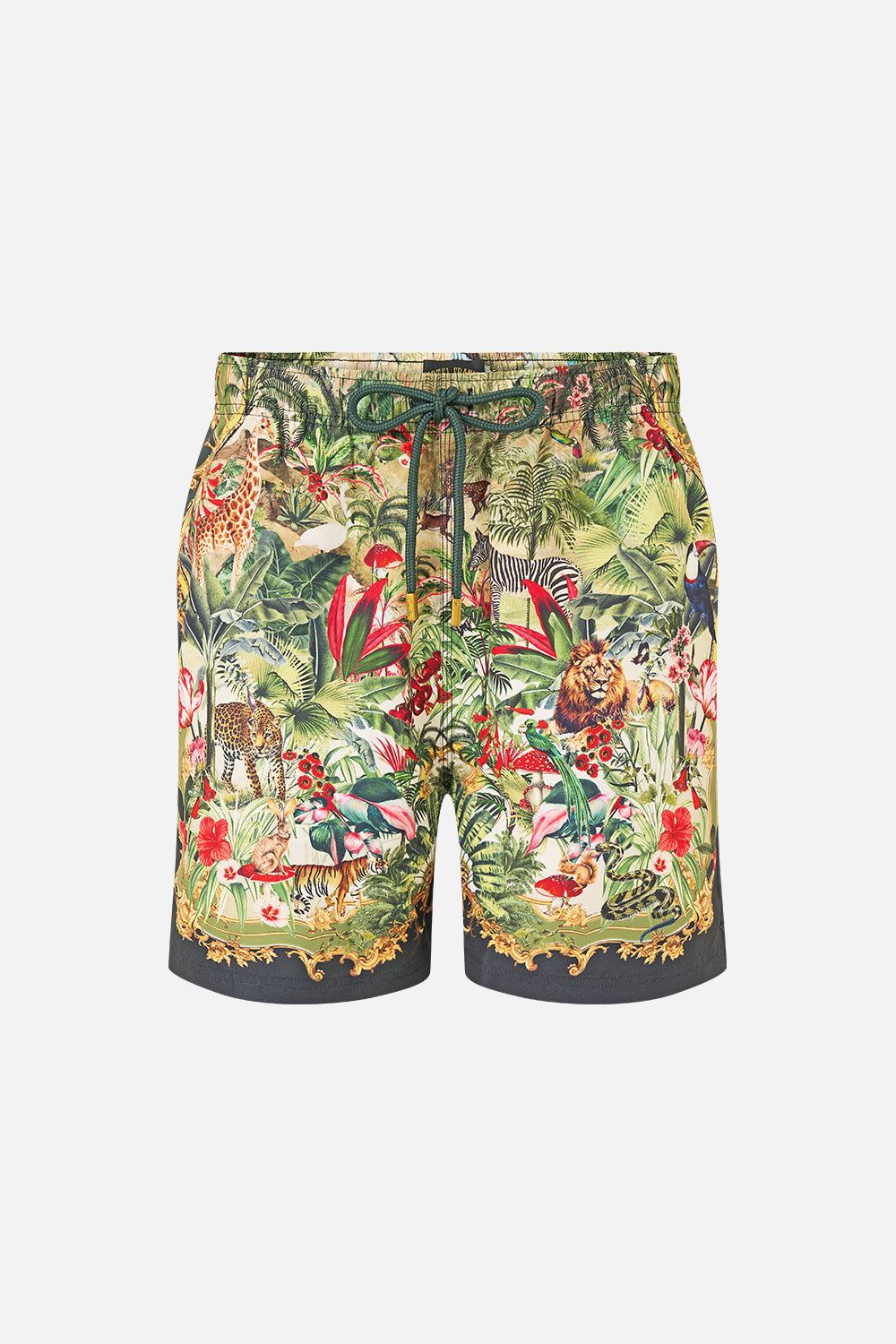 The CAMILLA Mid Length Boardshort With Elastic Waist Wanderlust Empire in our Wanderlust Empire print.