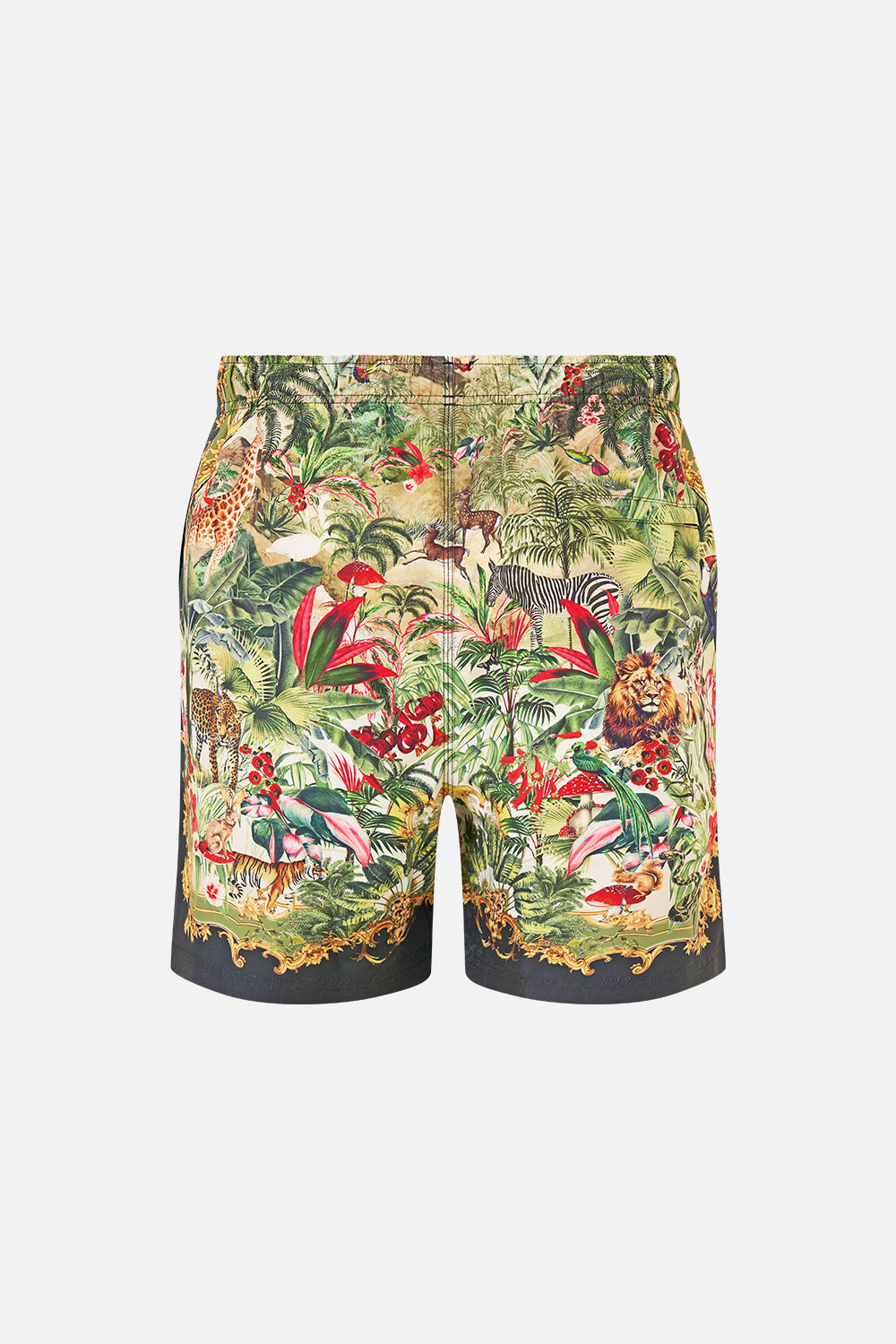 The CAMILLA Mid Length Boardshort With Elastic Waist Wanderlust Empire in our Wanderlust Empire print.