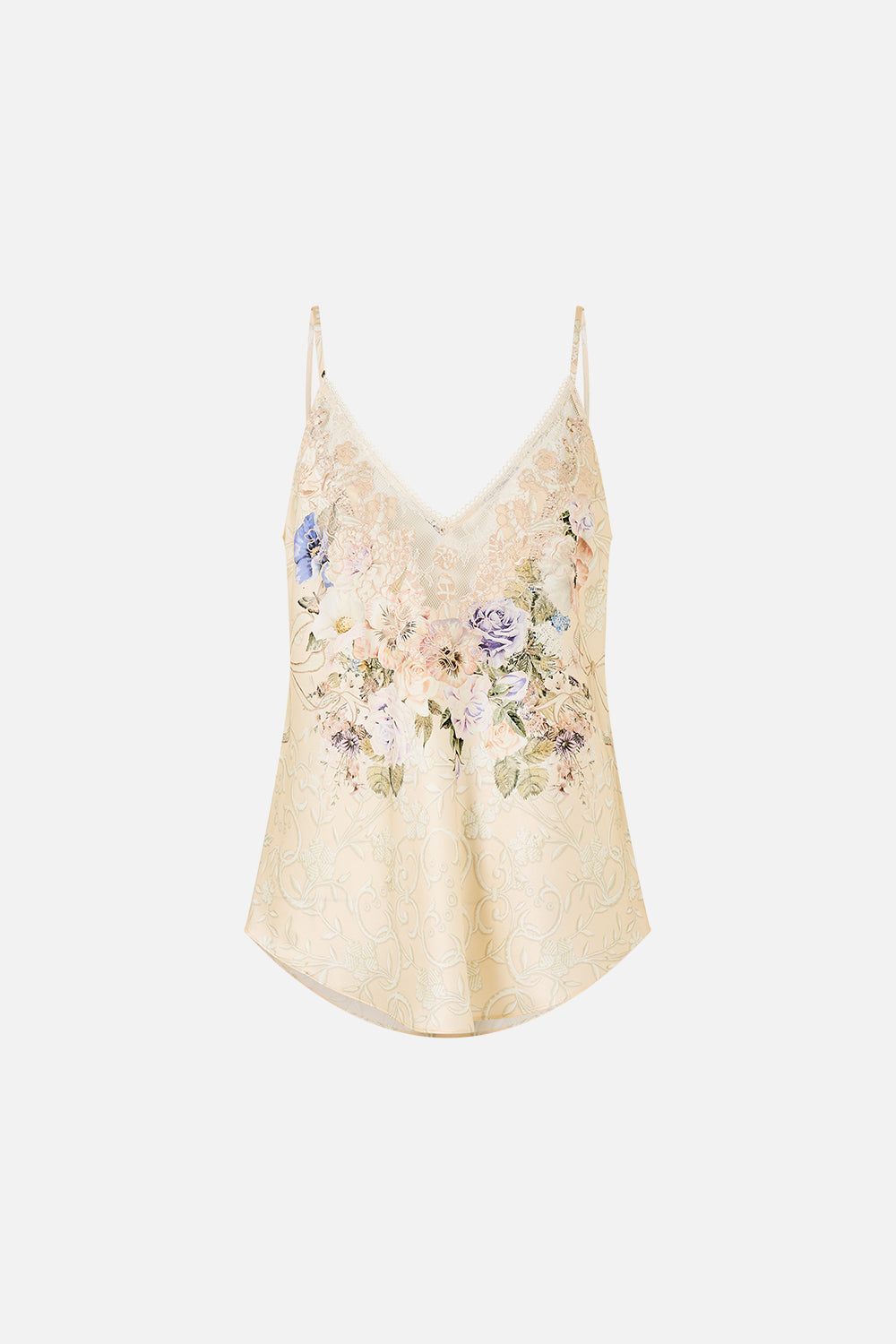 CAMISETA DE BIES CON ESCOTE EN V Y ENCAJE DE AMOR