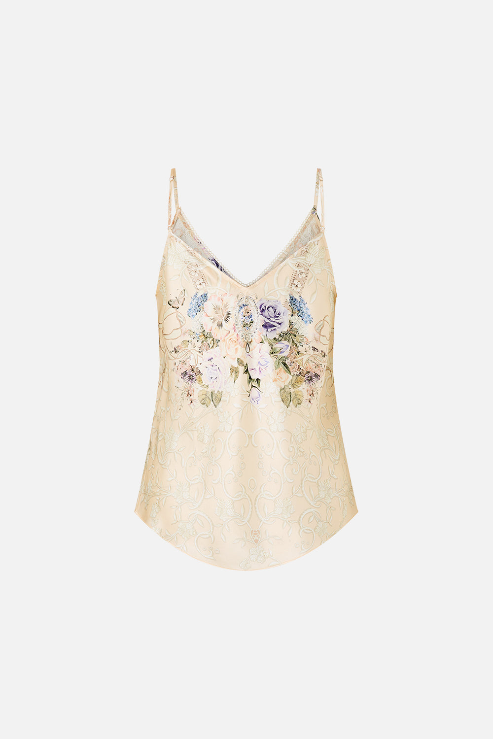 CAMISETA DE BIES CON ESCOTE EN V Y ENCAJE DE AMOR