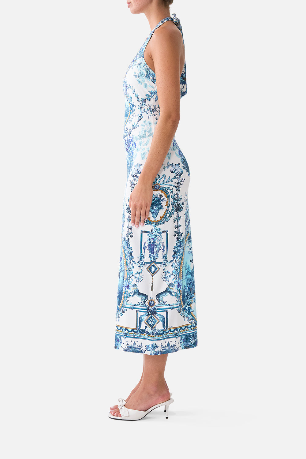 jersey halter dress The Porcelain Parlour Nude/Multi The Best Shoes To tie nights and every Color:Lavender blue