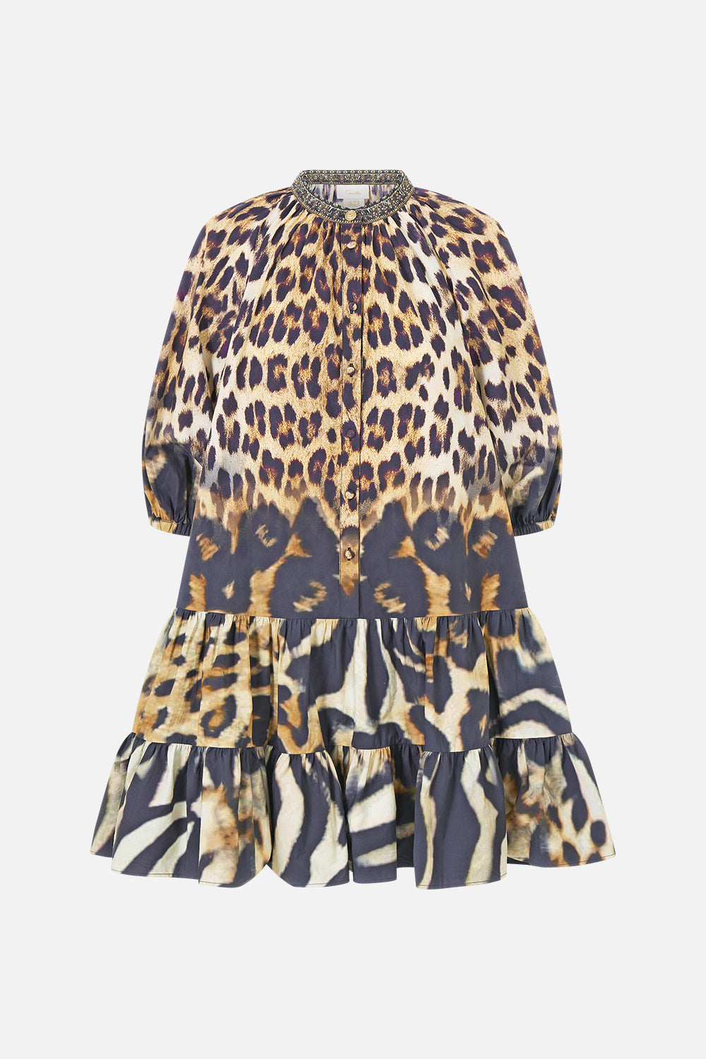 The CAMILLA PUFF SLEEVE SHIRT DRESS LEOTIGRA LAND