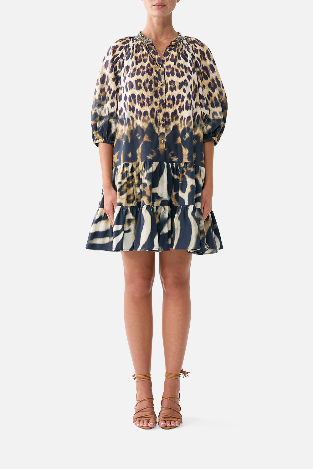 The CAMILLA PUFF SLEEVE SHIRT DRESS LEOTIGRA LANDLEOTIGRA LAND
