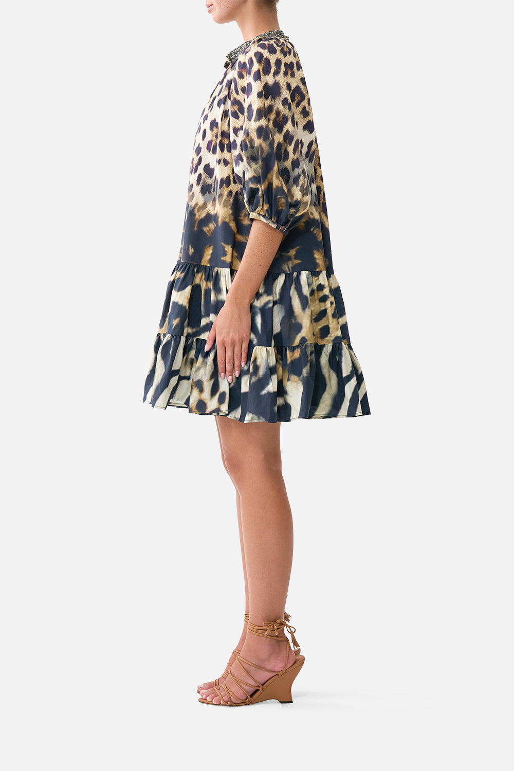 The CAMILLA PUFF SLEEVE SHIRT DRESS LEOTIGRA LAND