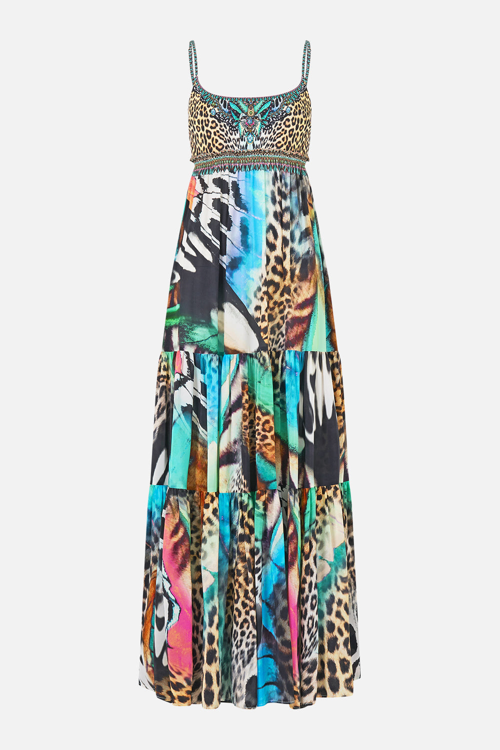 The CAMILLA LONG DRESS WITH JERSEY BODICE BUTTERFLY BOHEMIA