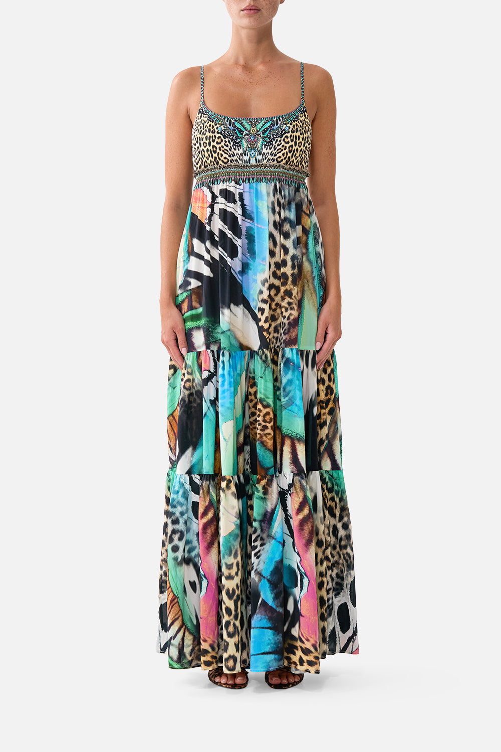LONG DRESS WITH JERSEY BODICE BUTTERFLY BOHEMIA
