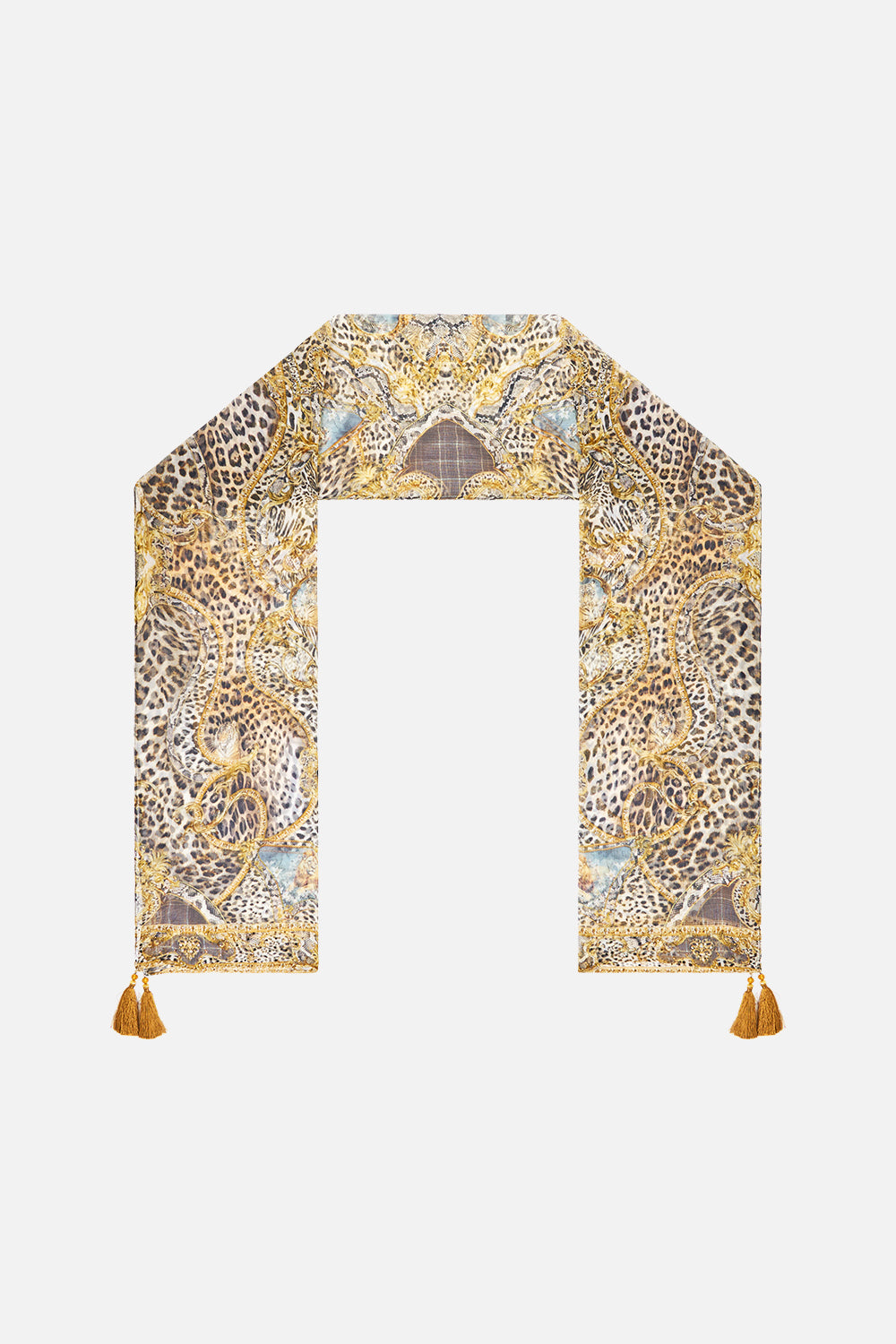 PAÑUELO LARGO DE GASA DE SEDA ARRUGADA ESTAMPADO LEOPARDO LIBERTINE