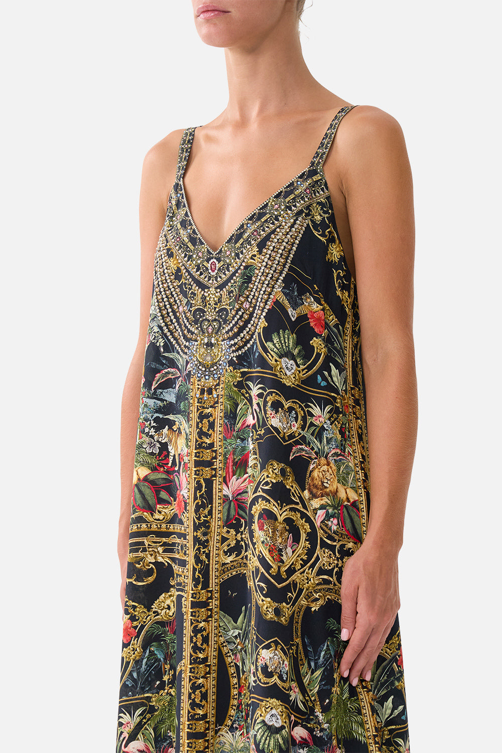 The CAMILLA V NECK MIDI SLIP DRESS PALACE ZOOLOGY