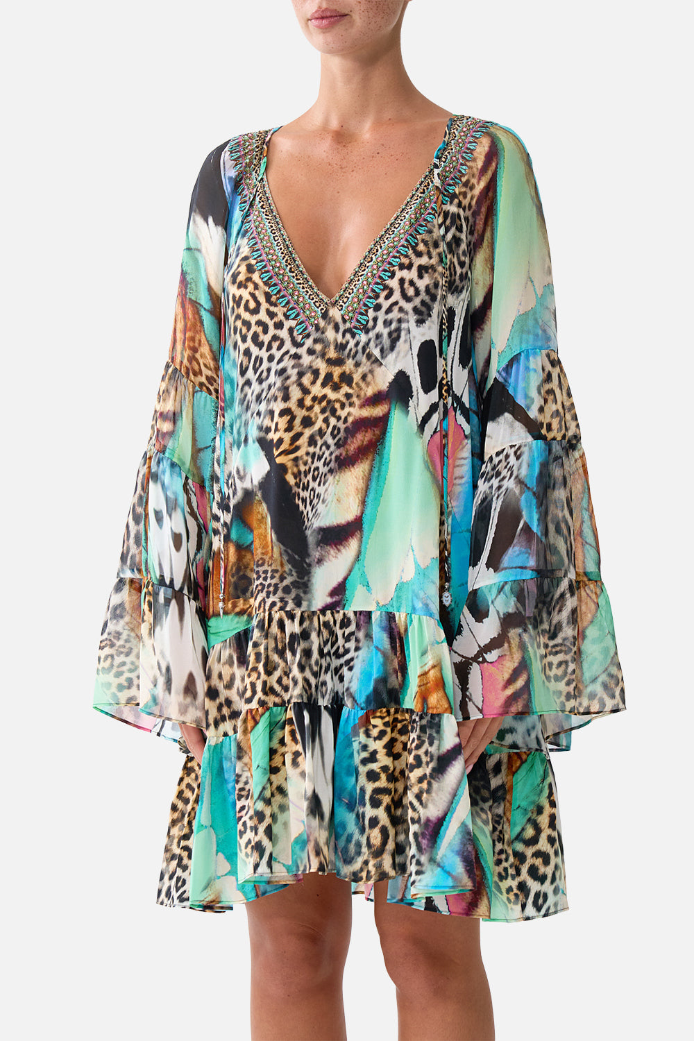 The CAMILLA A-LINE GATHERED PANEL DRESS BUTTERFLY BOHEMIA