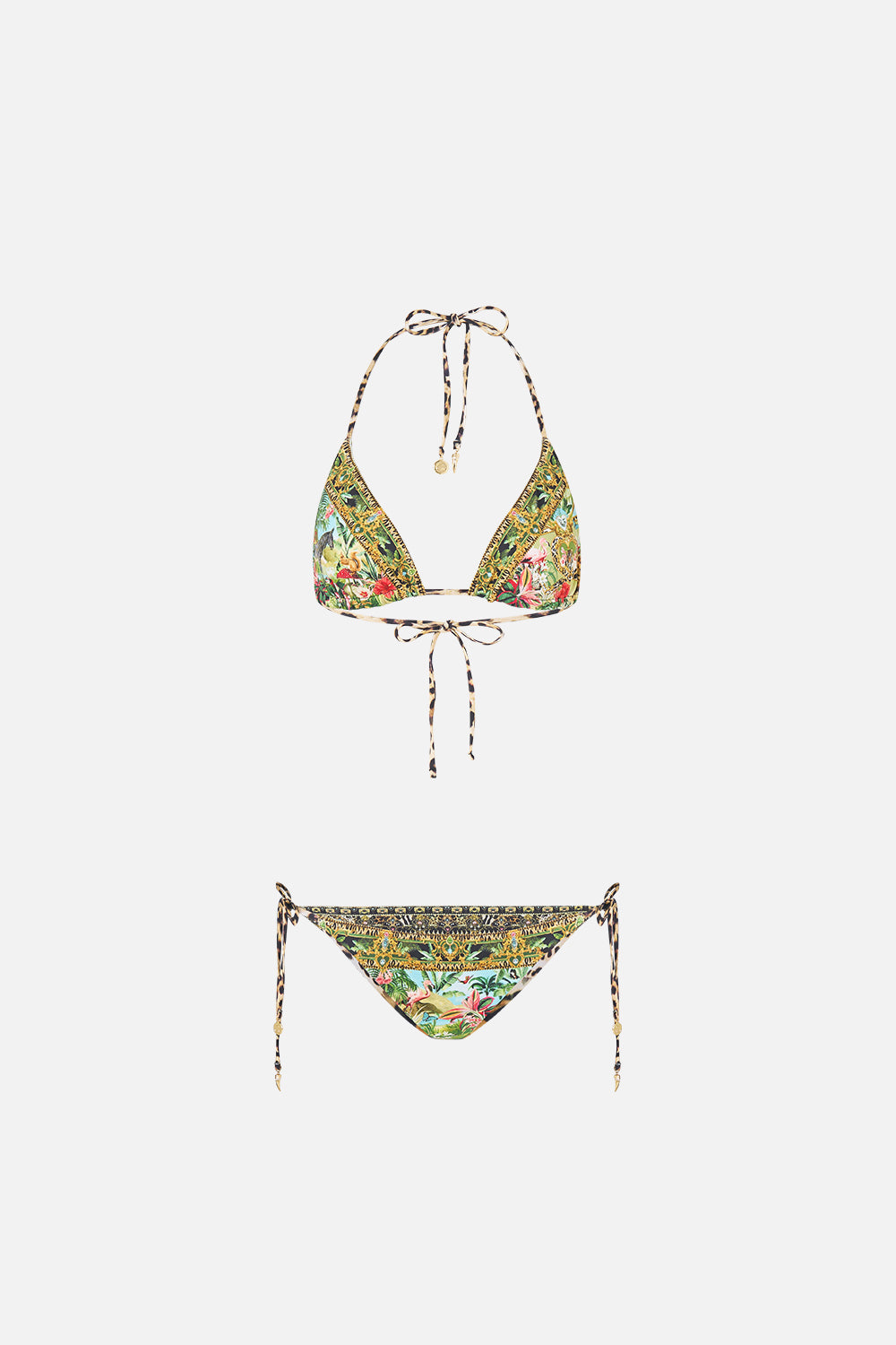 The CAMILLA Soft Reversible Tri Tie Bikini Set in our Wanderlust Empire print, front view.