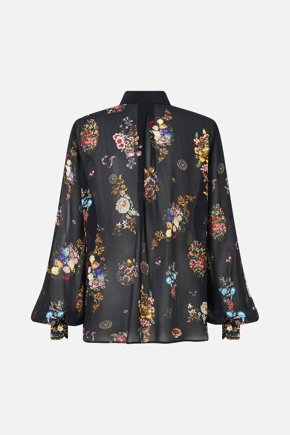 CAMISA CON CUELLO Y VOLANTES EN EL ESCOTE, NIGHT GARDEN