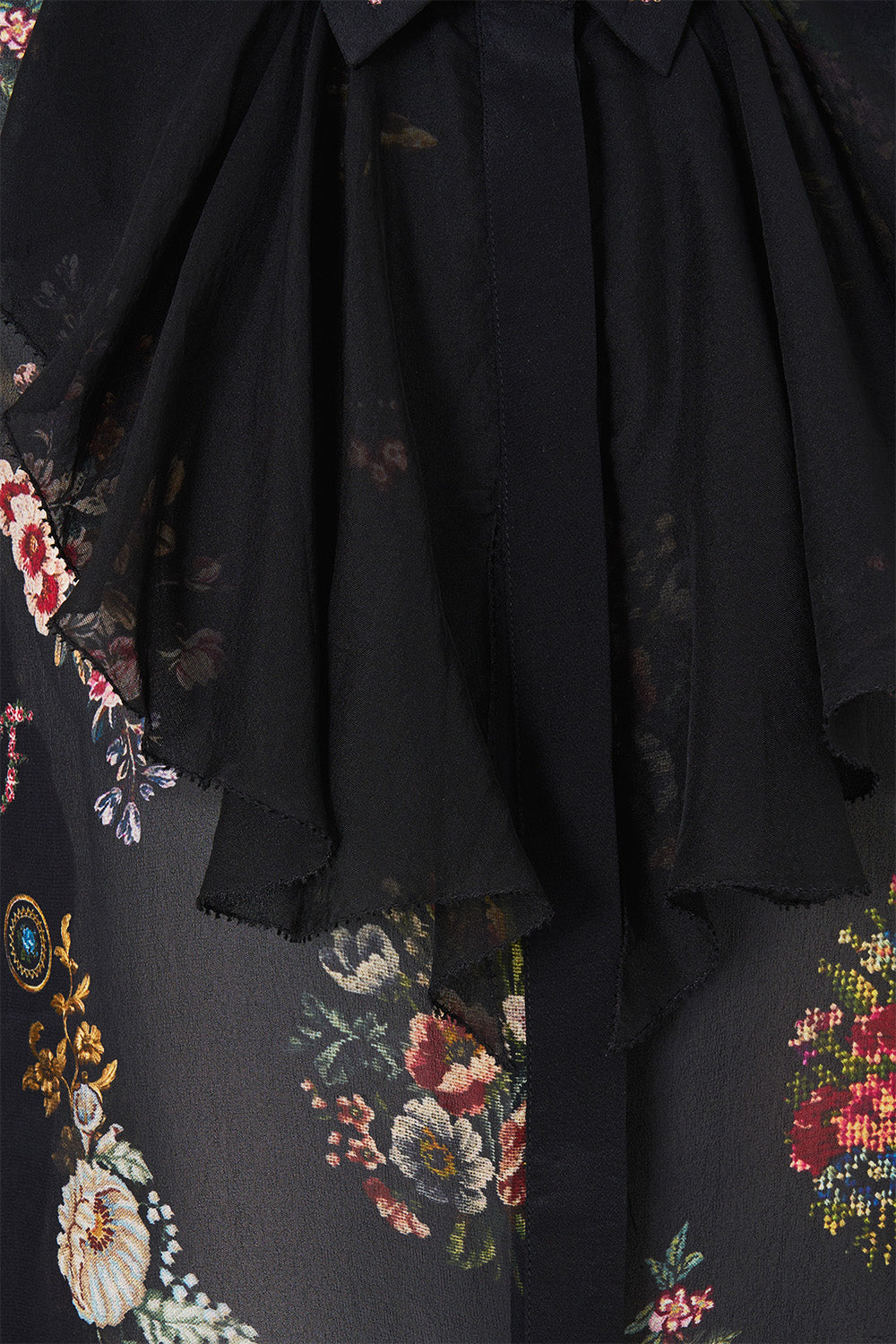 CAMISA CON CUELLO Y VOLANTES EN EL ESCOTE, NIGHT GARDEN