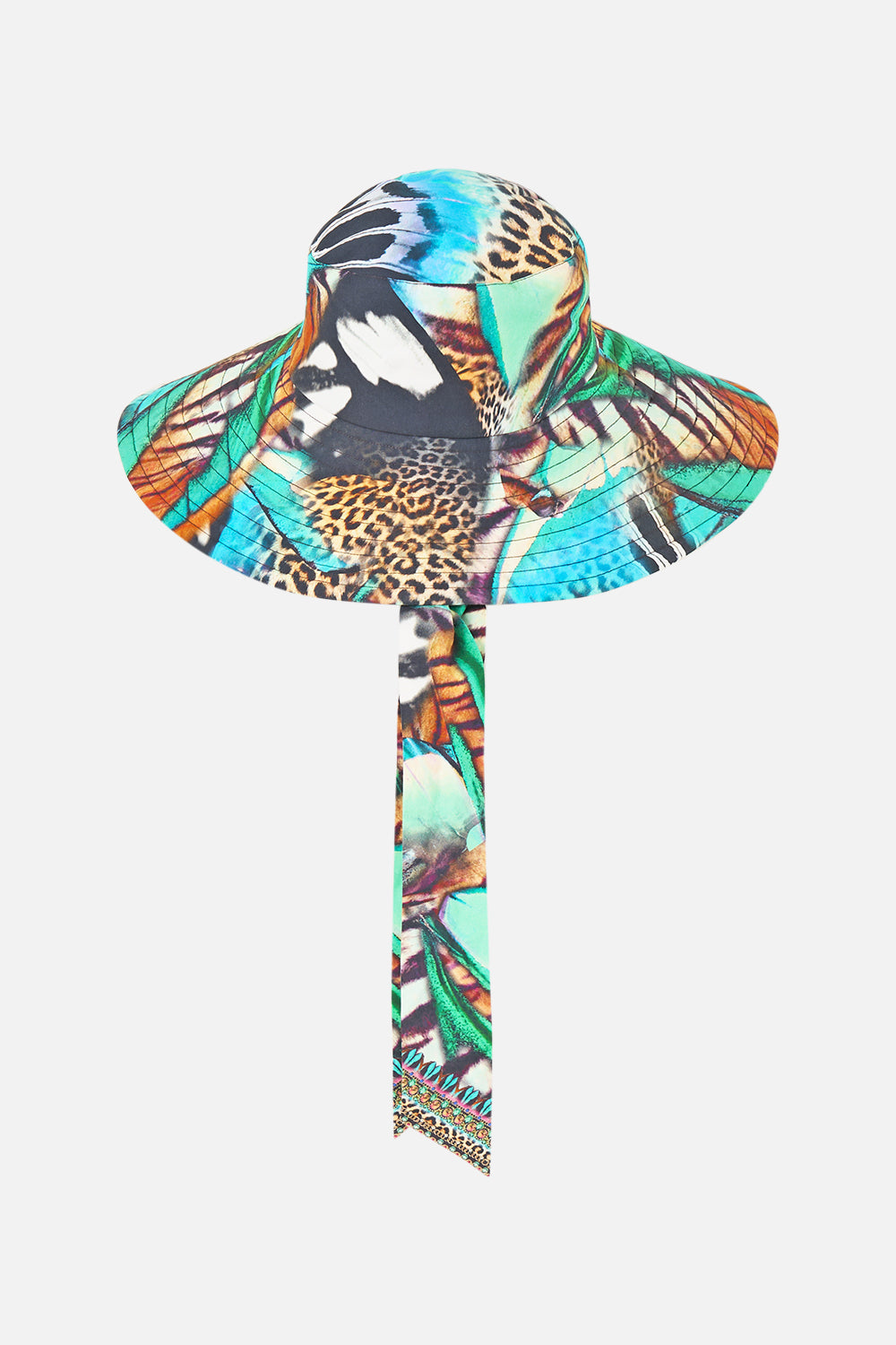 SOMBRERO DE PESCADOR DE ALA ANCHA CON MARIPOSA DE ATAR ESTILO BOHEMIO