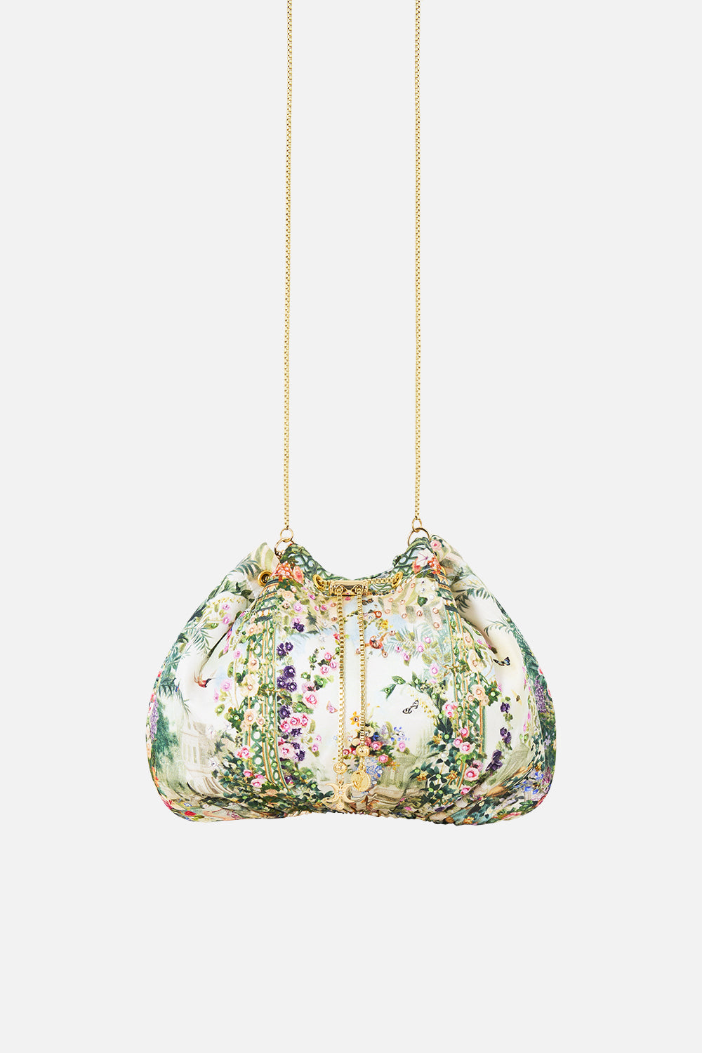 The CAMILLA DRAWSTRING POUCH BAG WITH CHAIN STRAP ART FOR THE EMPRESSART FOR THE EMPRESS