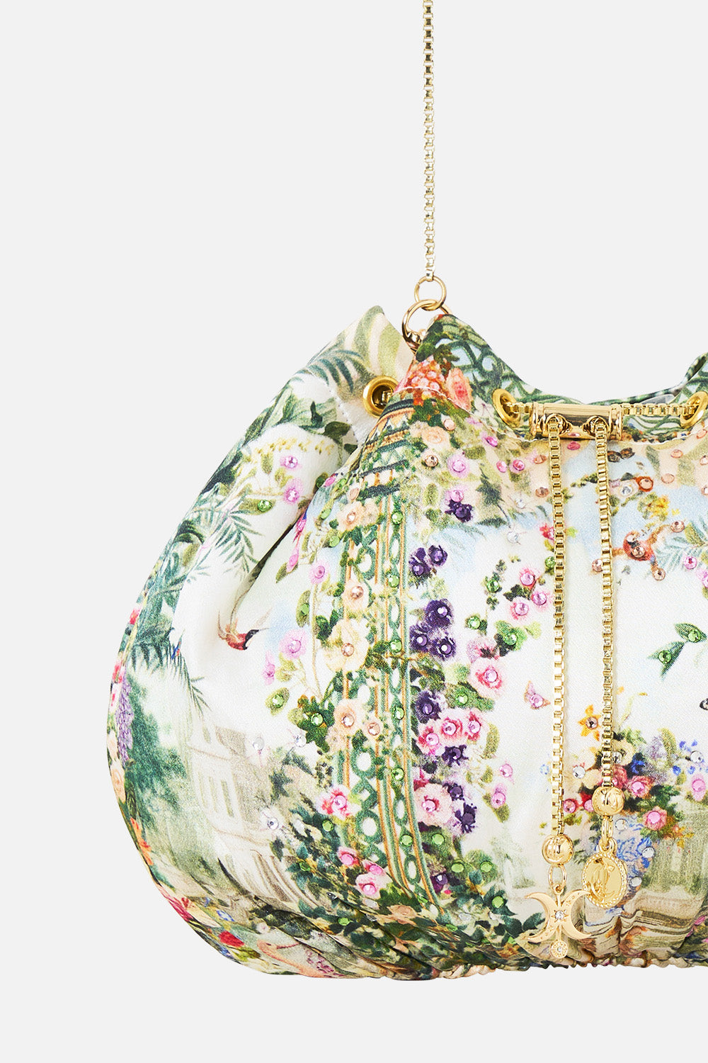 The CAMILLA DRAWSTRING POUCH BAG WITH CHAIN STRAP ART FOR THE EMPRESS