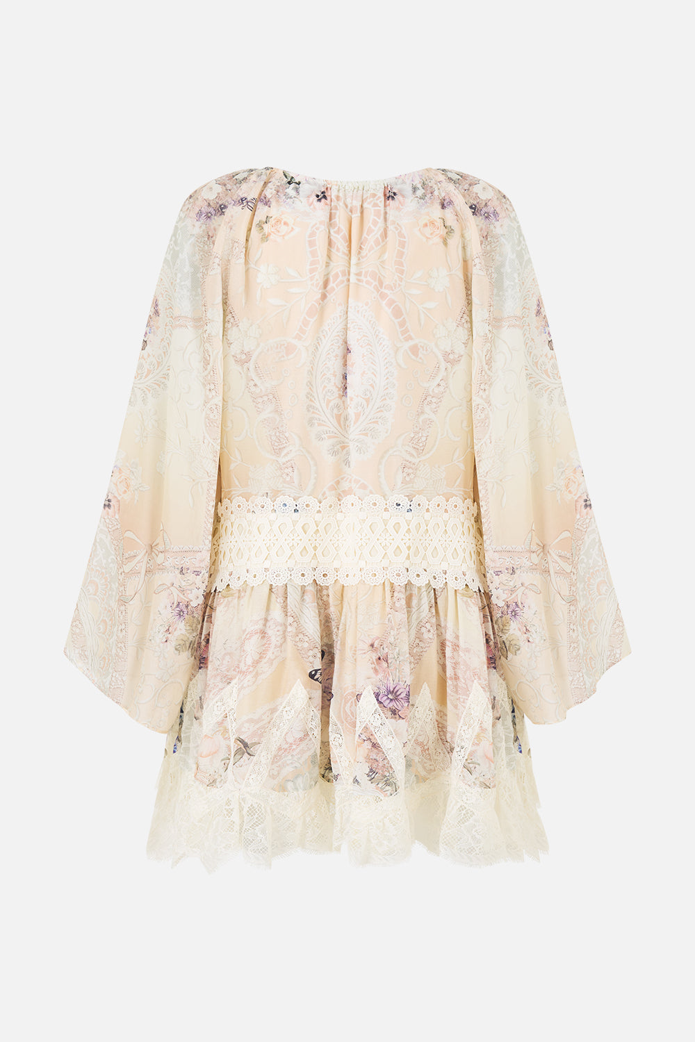 VESTIDO CORTO HOLGADO CON CINTURA BAJA Y CORDONES "LACED WITH LOVE"