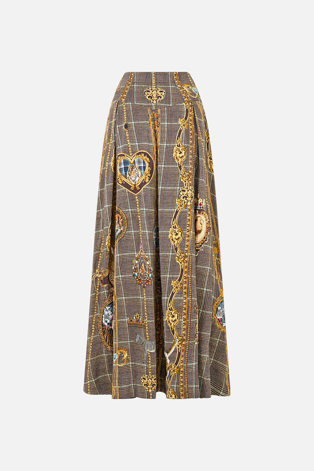 The CAMILLA Corset Waist Maxi Skirt Animals In The Palace in our Animals In The Palace print.