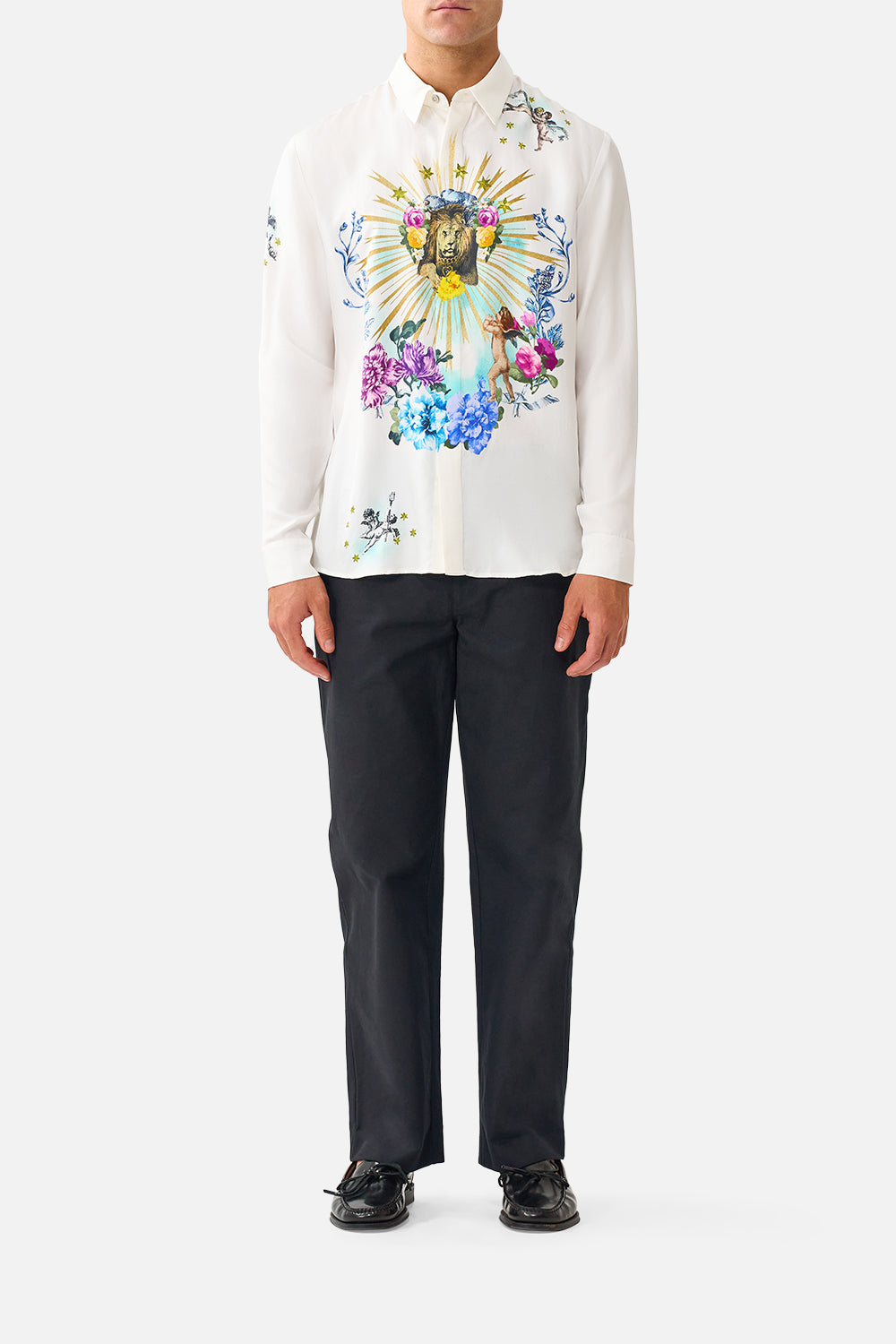 CAMISA DE MANGA LARGA CON TAPETA OCULTA DE NIÑO ESTILO CHINO