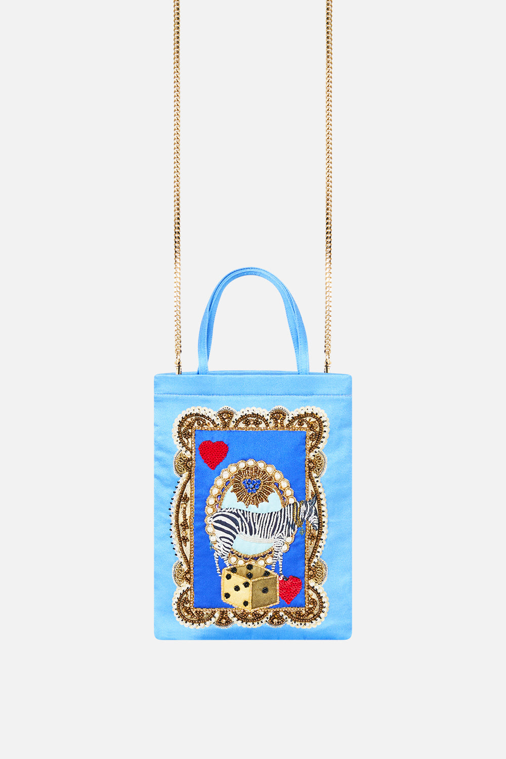 MINIBOLSO DE MANO ADORNADO CON CADENA DE VERSOS EN VINTAGE