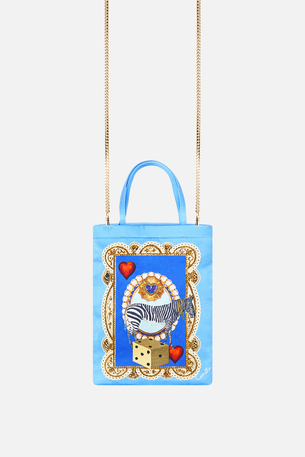 MINIBOLSO DE MANO ADORNADO CON CADENA DE VERSOS EN VINTAGE