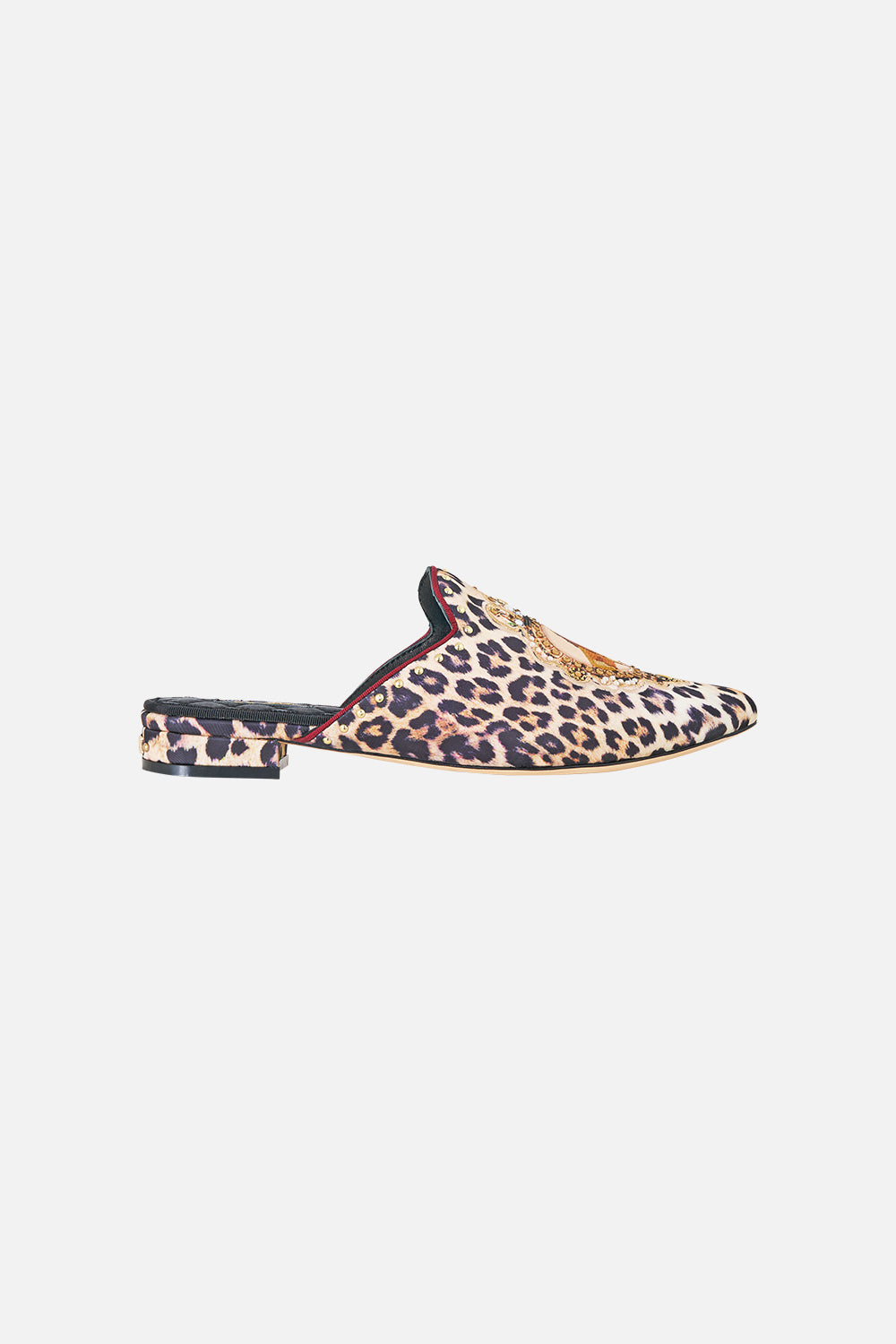 The CAMILLA BELLE EMBELLISHED SLIPPER LEOTIGRA LAND in our LEOTIGRA LAND print.
