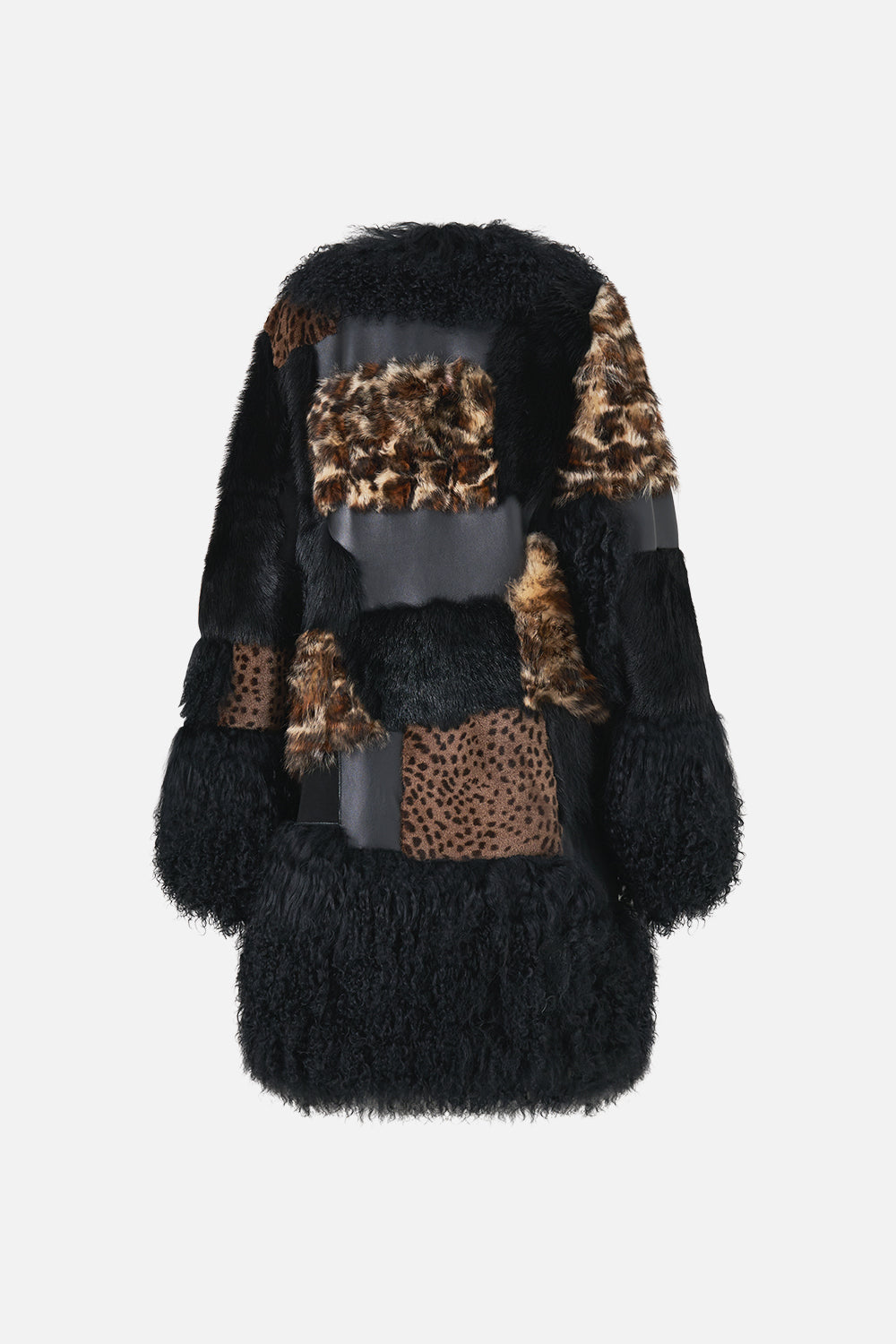 The CAMILLA LEATHER PATCHWORK COAT LEOPARD LIBERTINE