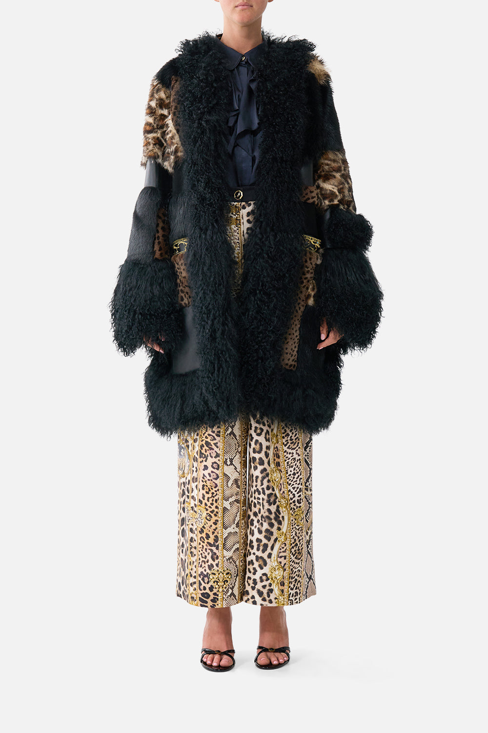 The CAMILLA LEATHER PATCHWORK COAT LEOPARD LIBERTINELEOPARD LIBERTINE